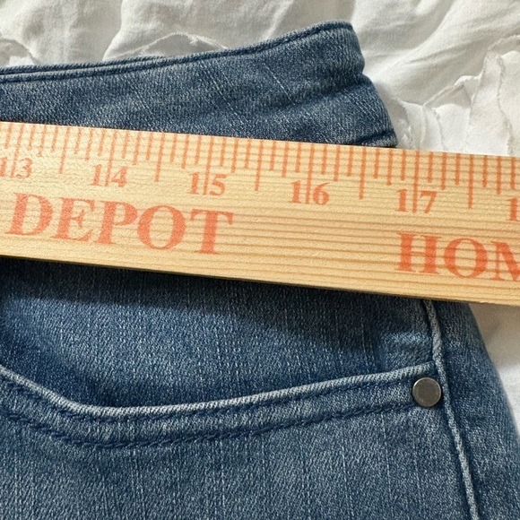 Goldenpoint Blue Ankle Cropped Jeans with Wide Cuff. Very Soft Stretchy Denim. - Picture 9 of 13